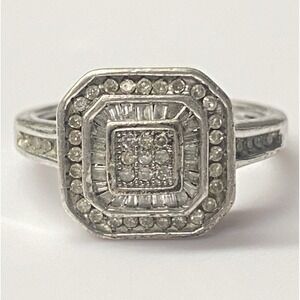 JWBR 925 Sterling Silver Diamond Ring Sz 6.25